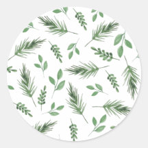 Green Winter Bliss Floral Christmas Sticker