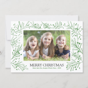 Green Winter Branches and Berries Holiday 2017 Card