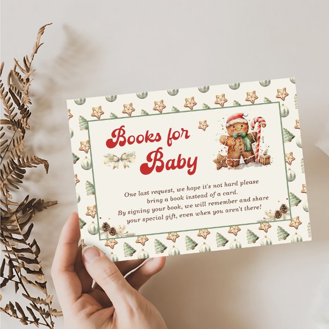 Green Winter Christmas Baby Shower Books for Baby Enclosure Card (Creator Uploaded)