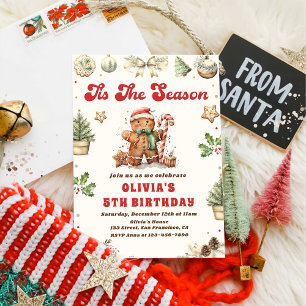 Green Winter Christmas Gingerbread Cookie Birthday Invitation