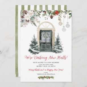 Green Winter Christmas New Address Announcement