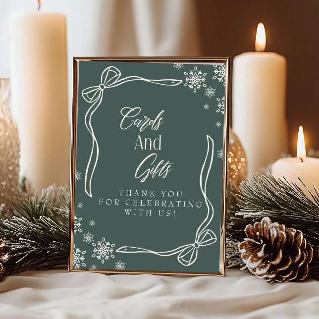 Green Winter Coquette Cards and Gifts Table Sign  (Green Winter Coquette Cards and Gifts Table Sign)