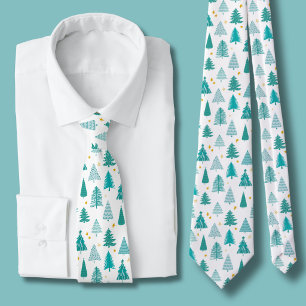 Green Winter Forest Christmas Tree Tie