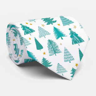 Green Winter Forest Christmas Tree Tie