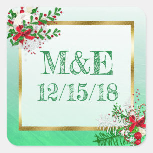 Green Winter Wedding Personalised Stickers