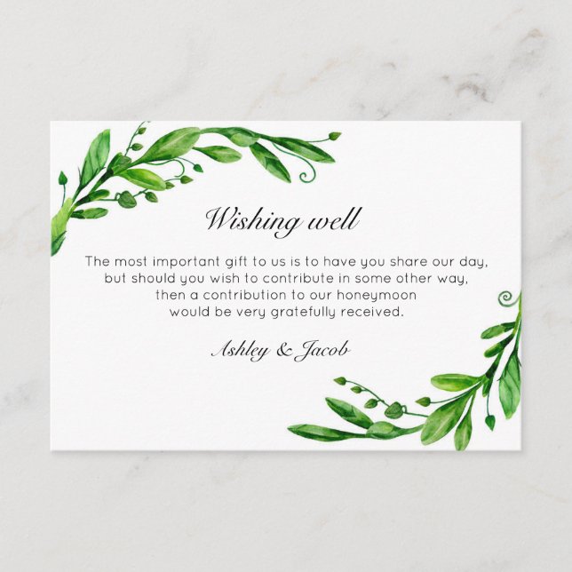 Green wishing well. Summer wedding. Insert card (Front)