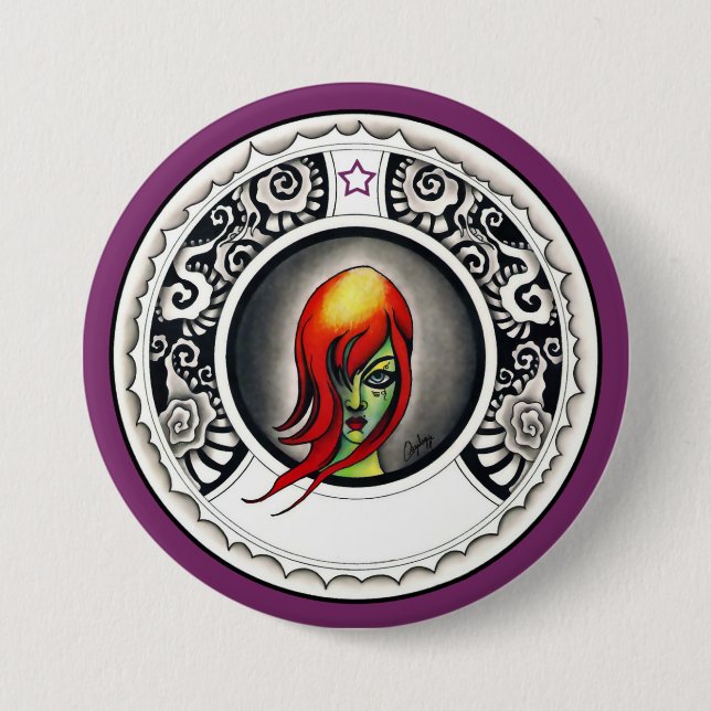 Green Witch 7.5 Cm Round Badge (Front)