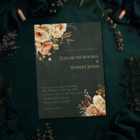 Green Witch Beige Floral Wedding Invitation