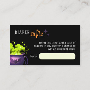 Green Witch Cauldron Diaper Raffle Enclosure Card