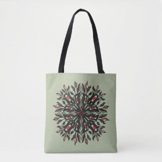 Green witch creepy nature lover psychedelic art tote bag