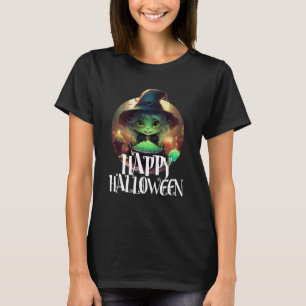 Green Witch Eating Candy Happy Halloween T-Shirt