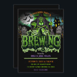 Green Witch Graveyard Brewing Halloween Party  Invitation<br><div class="desc">Customise for any event</div>
