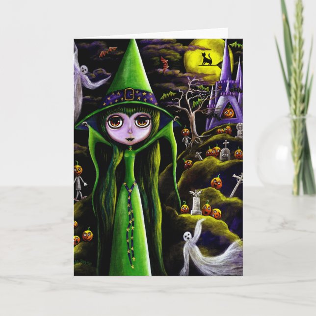 Green Witch Halloween Card (Front)
