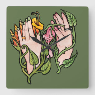 Green Witch Magick Square Wall Clock