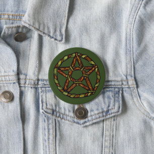 Green Witch Pagan Pentacle Nature Wicca 7.5 Cm Round Badge