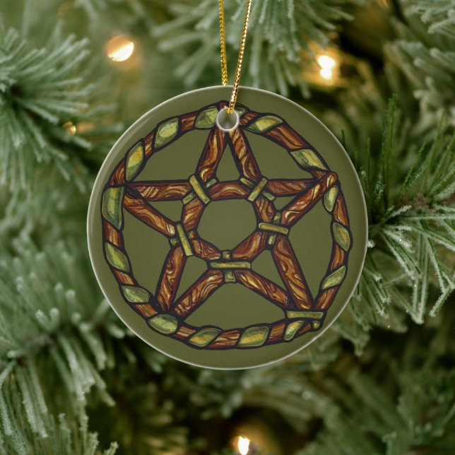 Green Witch Pagan Pentacle Nature Wicca            Ceramic Tree Decoration (Tree)