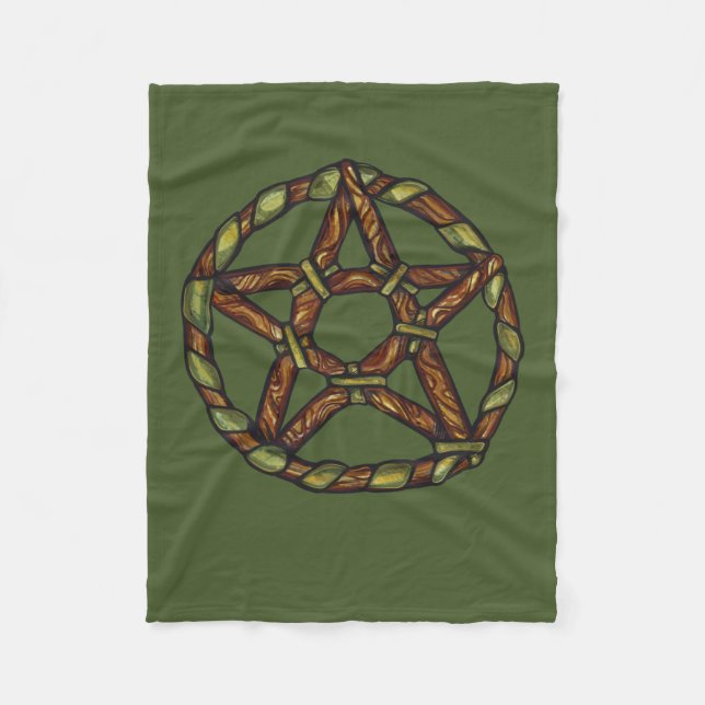 Green Witch Pagan Pentacle Nature Wicca            Fleece Blanket (Front)