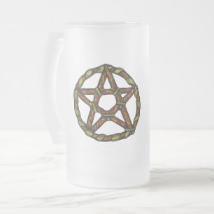 Green Witch Pagan Pentacle Nature Wicca Frosted Glass Beer Mug