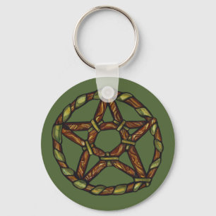 Green Witch Pagan Pentacle Nature Wicca            Key Ring
