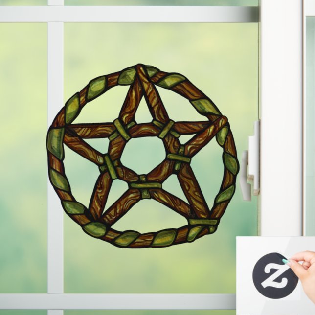 Green Witch Pagan Pentacle Nature Wicca            Window Cling (Home)