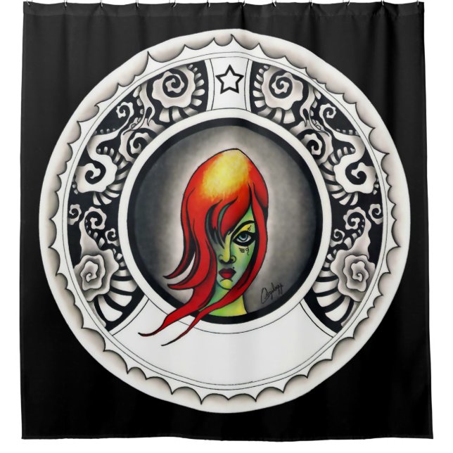 Green Witch Shower Curtain (Front)