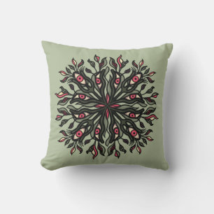 Green witch weird nature lover psychedelic art cushion