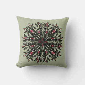 Green witch weird nature lover psychedelic art cushion