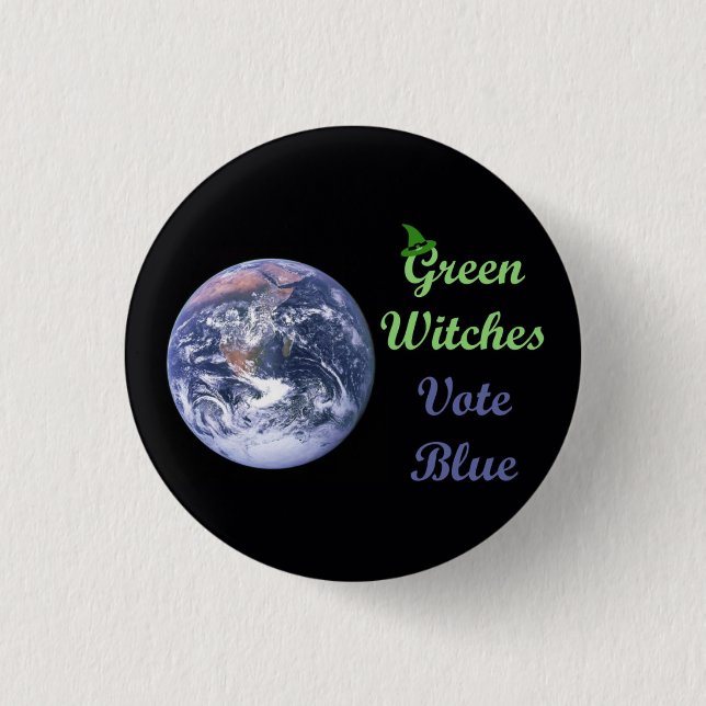 Green Witches Vote Blue (light green) 3 Cm Round Badge (Front)