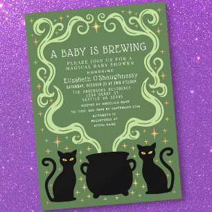 Green Witchy Baby is Brewing Baby Shower  Invitation