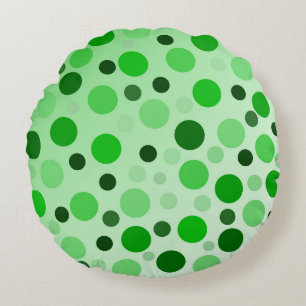 Green With Envy Polka Dots, Round Cushion