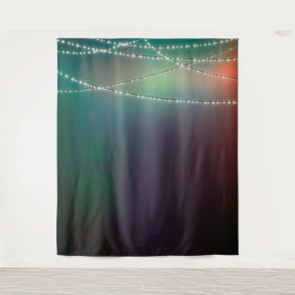 Green with Fairy Lights Photo Backdrop  Tapestry