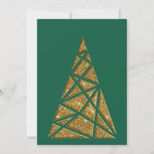 Green with Gold Christmas Tree Flat Note Card