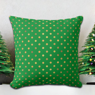 Green with Gold Glitter Dots  Cushion