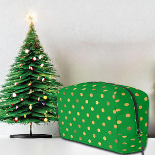 Green with Gold Glitter Dots  Dopp Kit