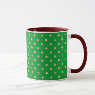 Green with Gold Glitter Dots Mug
