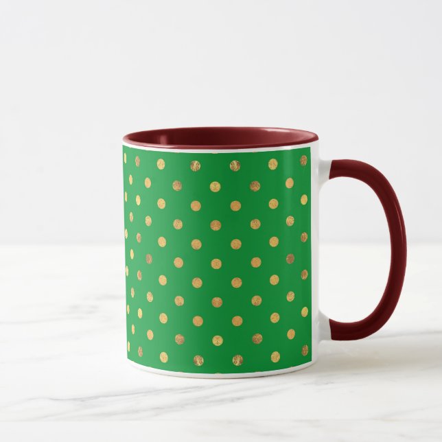 Green with Gold Glitter Dots  Mug (Right)