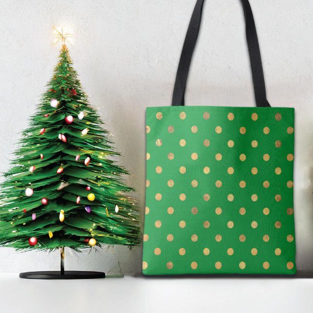 Green with Gold Glitter Dots  Tote Bag (Creator Uploaded)