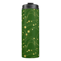 GREEN WITH GOLD GLITTER LOOK IRISH SHAMROCKS