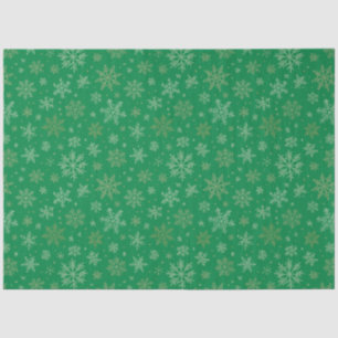 Green with Gold Snowflakes Tissue Paper