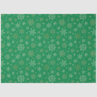 Green with Gold Snowflakes Tissue Paper