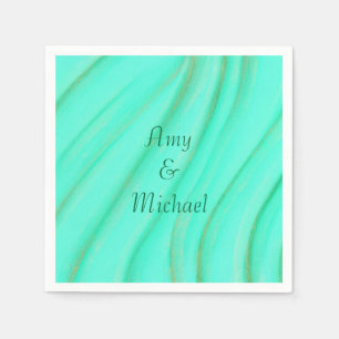 Green with green and gold blends Names Napkins