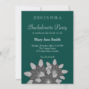 Green with Grey Floral Lotus Invitation