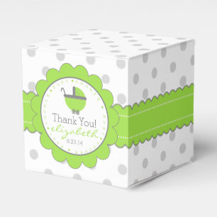 Green with Grey Polka Dots Baby Shower Favour Box