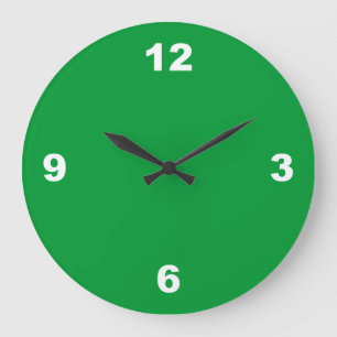Green with Large White Numbers Wall Clock