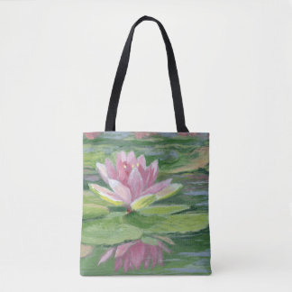 Green with Pink Lily Tote (both sides) Bag