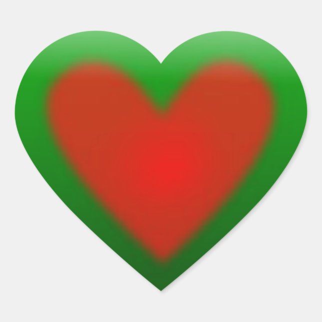 Green with Red Heart 3D Button Heart Sticker (Front)