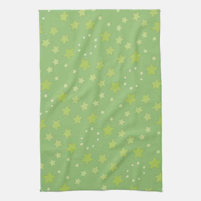 Green With Stars Tea Towel (Vertical)