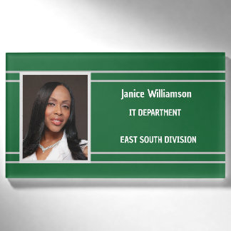 Green with White Stripes Name and Photo Tag