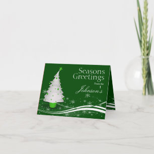 Green with White Tree Christmas Greeting Holiday Card