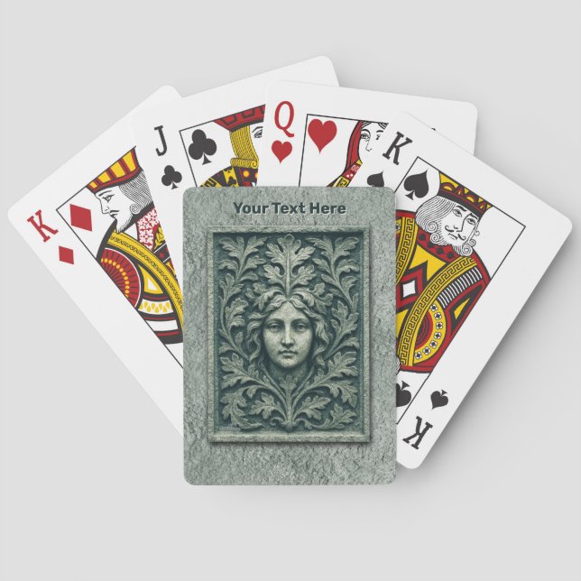 Green Woman - Stone Playing Cards (Back)